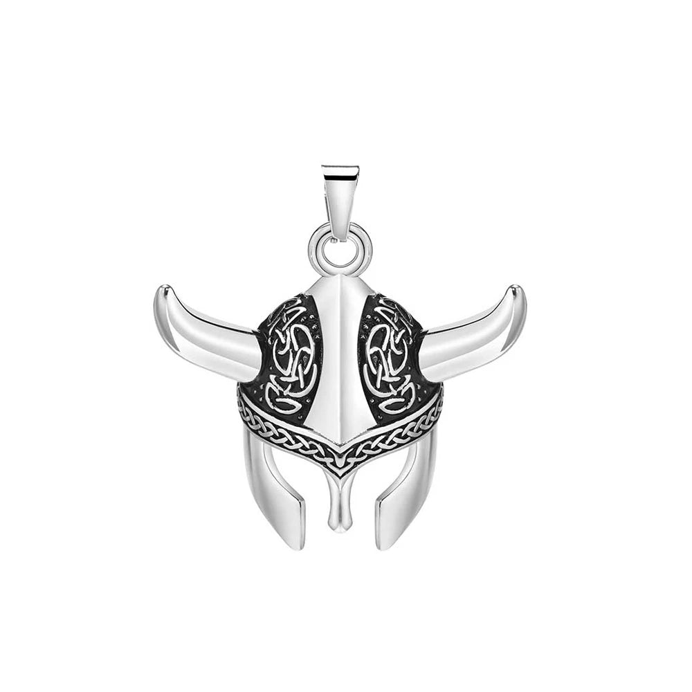 Fashion Vintage Helmet Mask Pendant for Men 316L Stainless Steel Nordic Celtic Knot Necklace Biker Amulet Jewelry Dropshipping