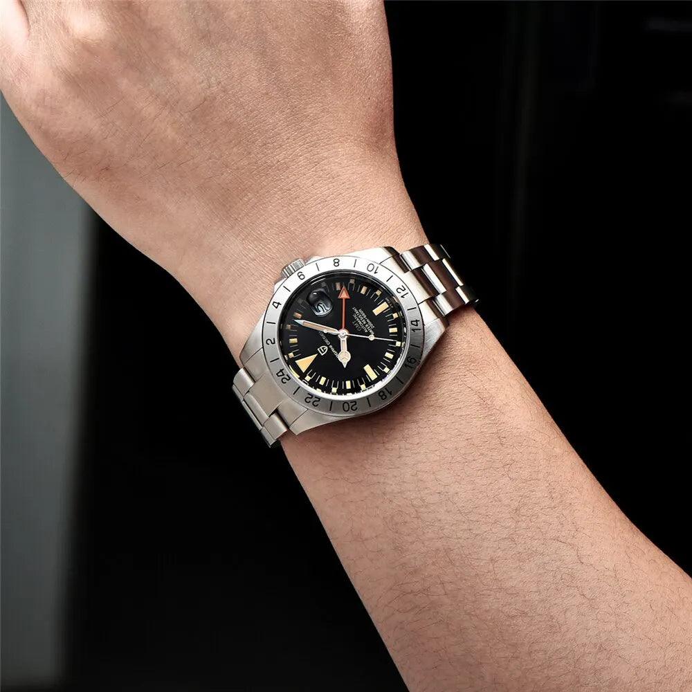 2024 New PAGANI DESIGN GMT Men Automatic Mechanical Watch Classic Retro Watch Stainless Steel 200m Waterproof - BlackDog T Shirt