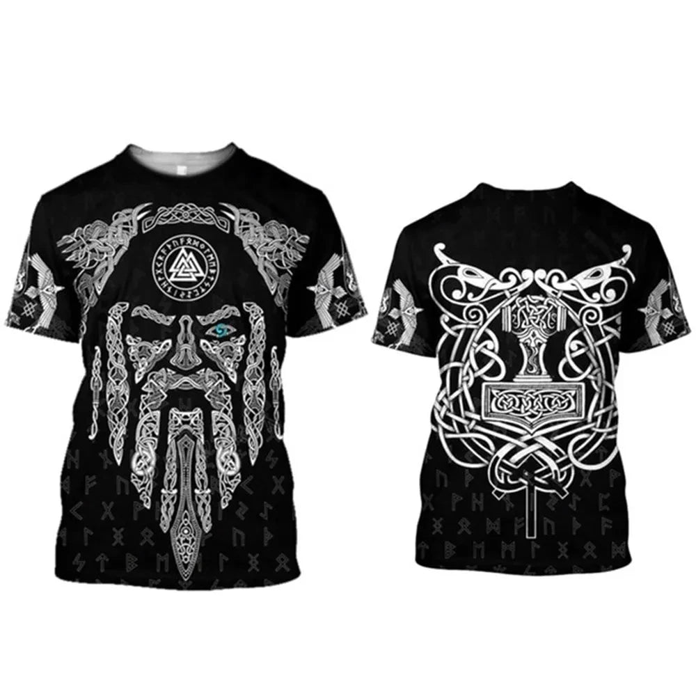 Viking Myth Valhalla Totem T-shirts 3D Print Men's Personality Streetwear