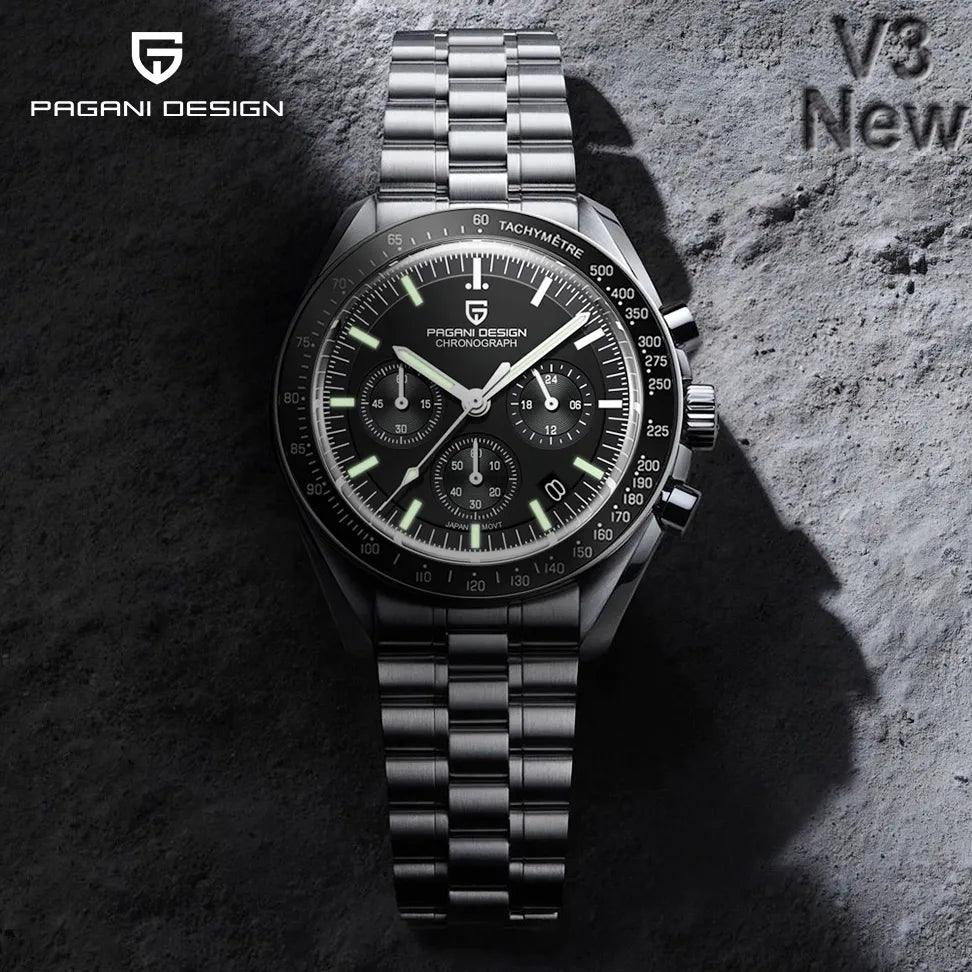 PAGANI DESIGN 2023 Neue Herrenuhren Top Luxus Quarzuhr für Männer Automatik Datum Geschwindigkeit Chronograph Saphir Spiegel Armbanduhr - BlackDog T Shirt