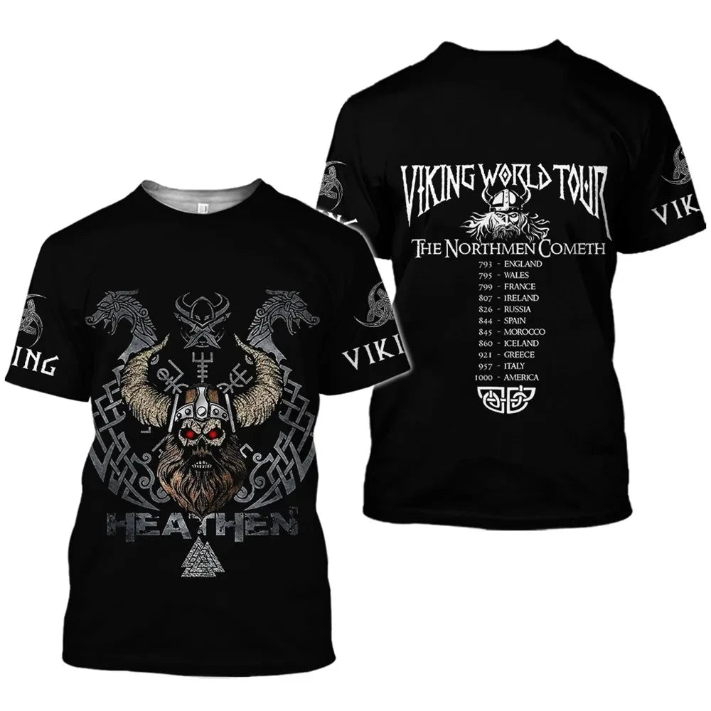 Viking Myth Valhalla Totem T-shirts 3D Print Men's Personality Streetwear