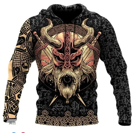 New Hoodie 3d Viking Harajuku Print Pullover Men's Hooded Sweatshirt