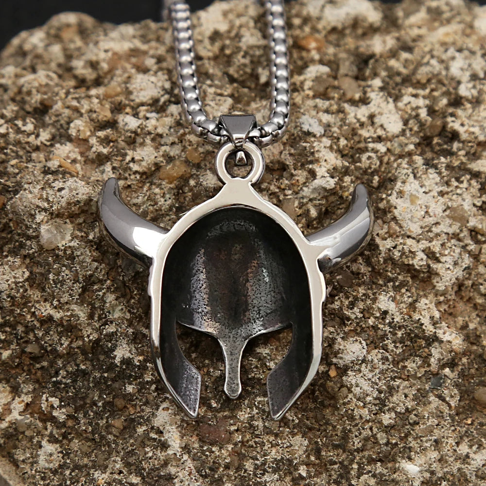 Fashion Vintage Helmet Mask Pendant for Men 316L Stainless Steel Nordic Celtic Knot Necklace Biker Amulet Jewelry Dropshipping