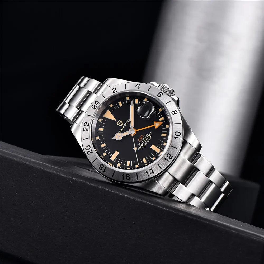 2024 New PAGANI DESIGN GMT Men Automatic Mechanical Watch Classic Retro Watch Stainless Steel 200m Waterproof - BlackDog T Shirt