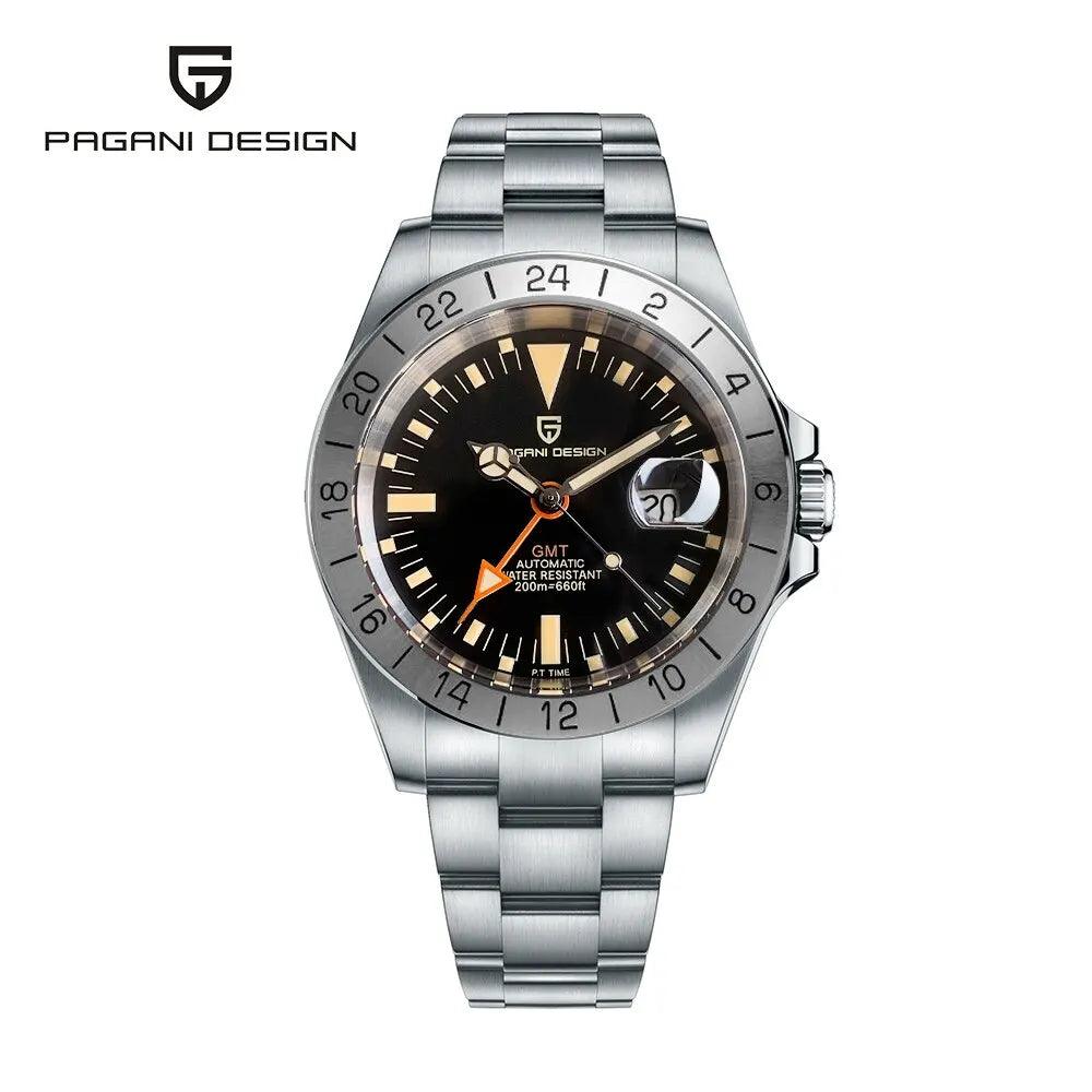 2024 New PAGANI DESIGN GMT Men Automatic Mechanical Watch Classic Retro Watch Stainless Steel 200m Waterproof - BlackDog T Shirt