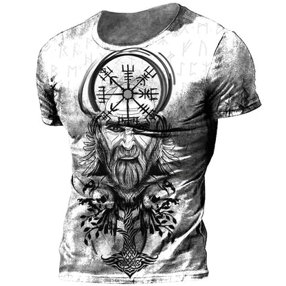 Summer Nordic Style 3d Print Viking Warriors T Shirt Men's Oversized