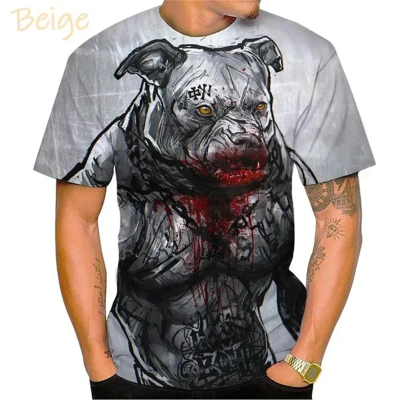 Fierce Bulldog Boxing T-Shirt Männer und Frauen Cooles Design 3D Bully Pitbull Print T-Shirt Neuheit Persönlichkeit T-Shirt Harajuku Fashion Streetwear - BlackDog T Shirt