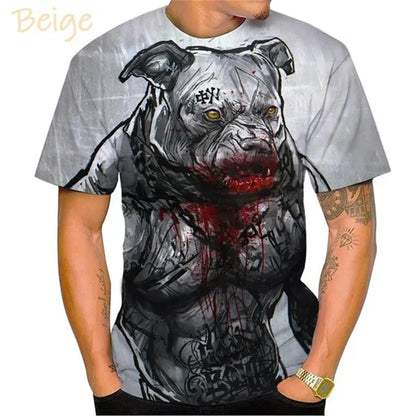 Fierce Bulldog Boxing T-Shirt Männer und Frauen Cooles Design 3D Bully Pitbull Print T-Shirt Neuheit Persönlichkeit T-Shirt Harajuku Fashion Streetwear - BlackDog T Shirt