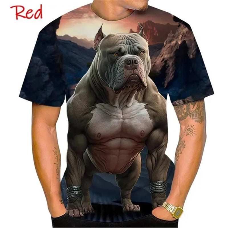 Fierce Bulldog Boxing T-Shirt Männer und Frauen Cooles Design 3D Bully Pitbull Print T-Shirt Neuheit Persönlichkeit T-Shirt Harajuku Fashion Streetwear - BlackDog T Shirt