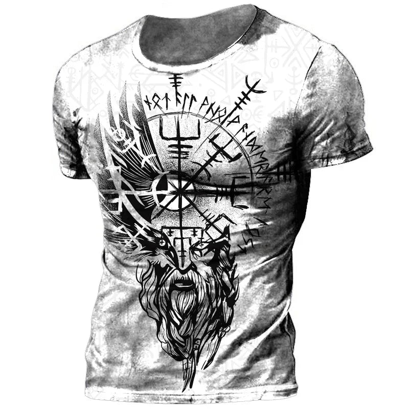 Summer Nordic Style 3d Print Viking Warriors T Shirt Men's Oversized