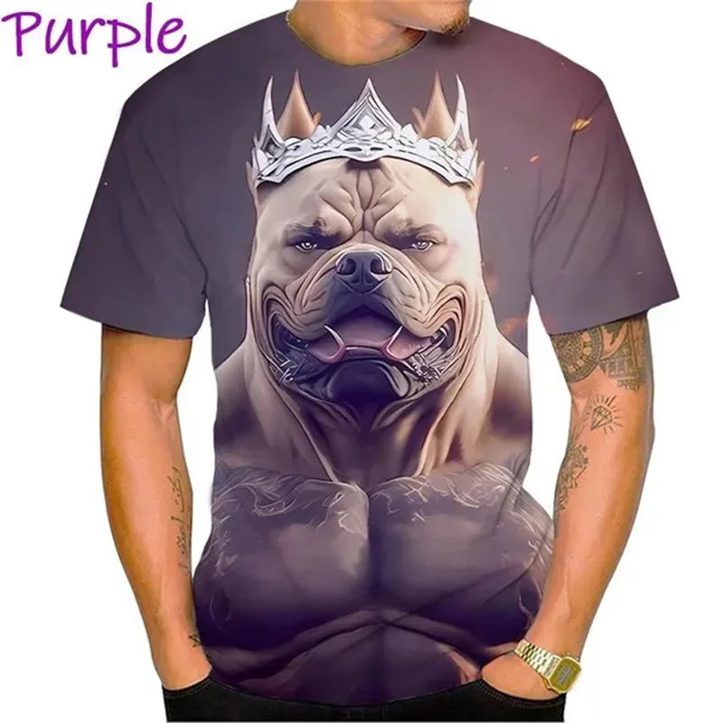 Fierce Bulldog Boxing T-Shirt Männer und Frauen Cooles Design 3D Bully Pitbull Print T-Shirt Neuheit Persönlichkeit T-Shirt Harajuku Fashion Streetwear - BlackDog T Shirt