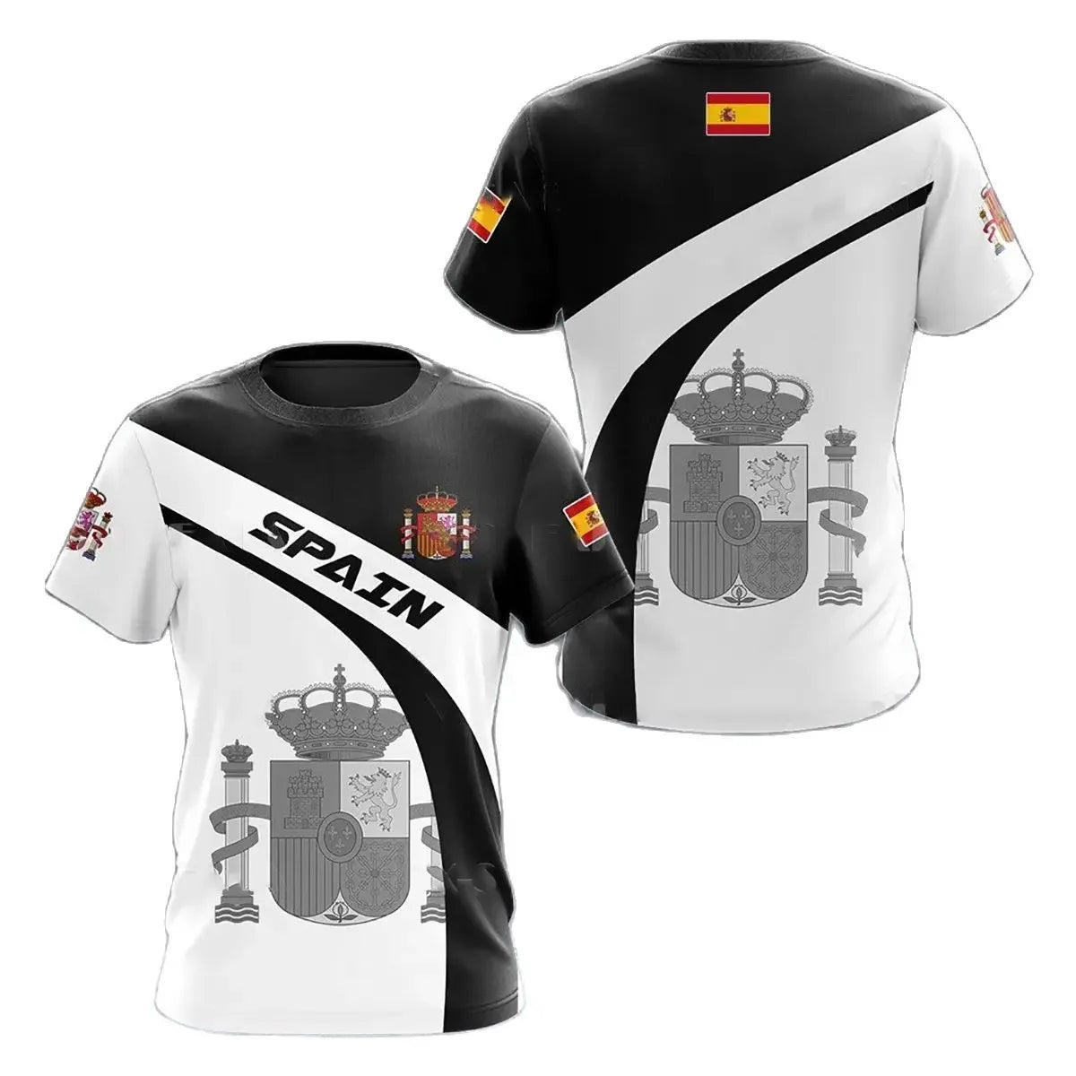 SPANIEN Spanien National Emblem Gedruckt 3D männer T-Shirt, Kurzarm Mode Coole Kleidung Große Größe Lose Shirt für Männer