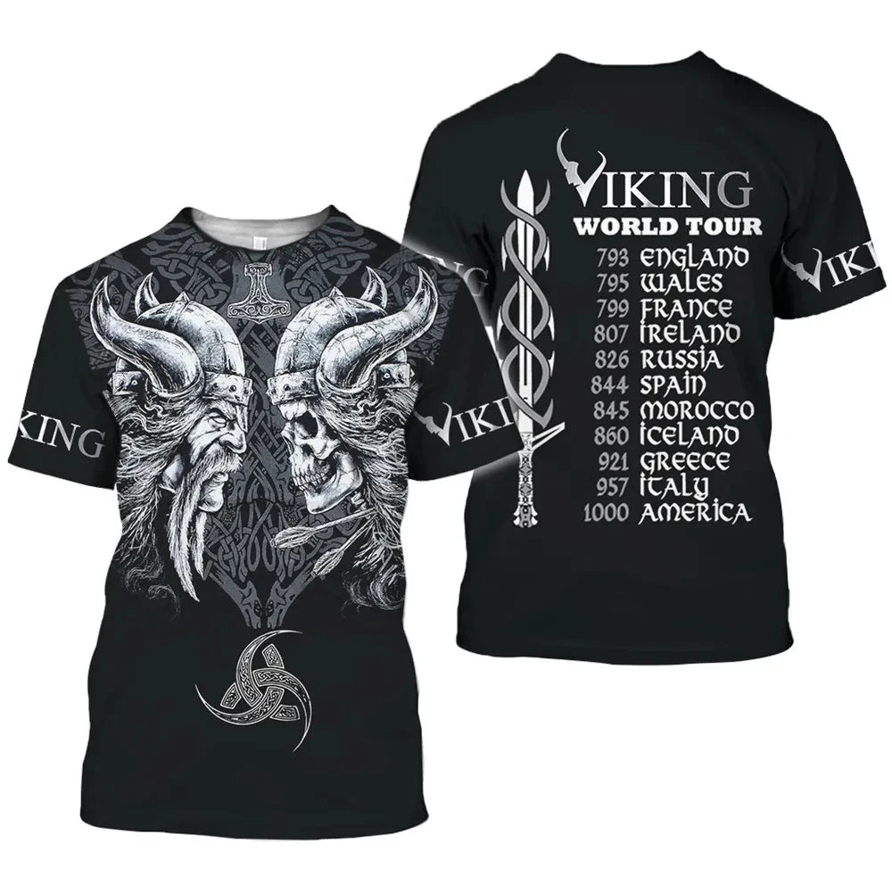 Viking Myth Valhalla Totem T-shirts 3D Print Men's Personality Streetwear