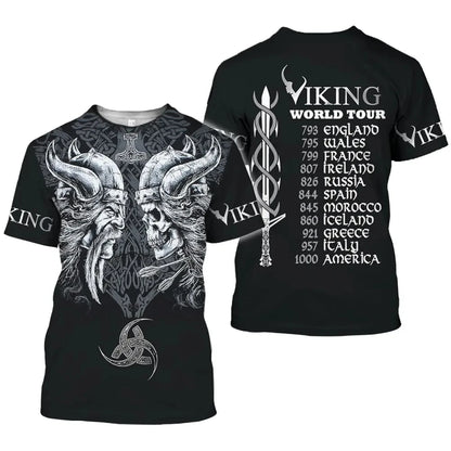 Viking Myth Valhalla Totem T-shirts 3D Print Men's Personality Streetwear