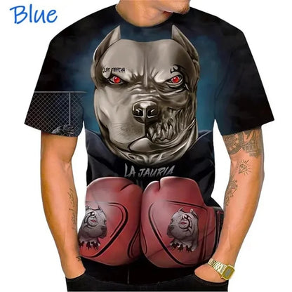 Fierce Bulldog Boxing T-Shirt Männer und Frauen Cooles Design 3D Bully Pitbull Print T-Shirt Neuheit Persönlichkeit T-Shirt Harajuku Fashion Streetwear