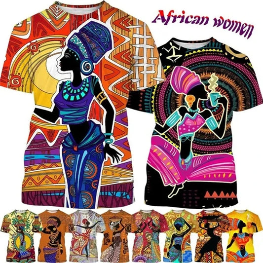 Afrikanisches Herren-Damen-Kurzarm-3D-T-Shirt Bestes Selle-Ethno-Stil-Druckgrafik-Mode-Street-Persönlichkeits-T-Shirt