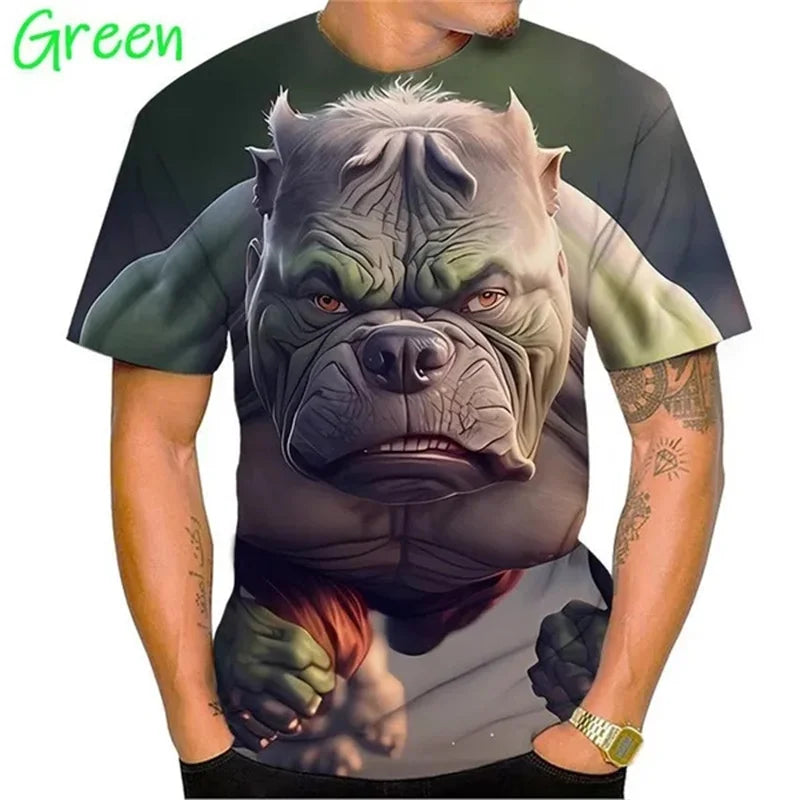 Fierce Bulldog Boxing T-Shirt Männer und Frauen Cooles Design 3D Bully Pitbull Print T-Shirt Neuheit Persönlichkeit T-Shirt Harajuku Fashion Streetwear - BlackDog T Shirt