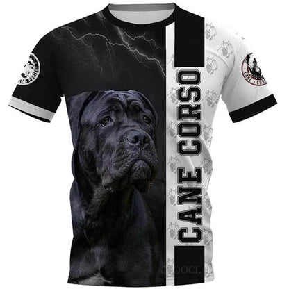 Entdecken Sie unsere exklusive Kollektion an 3D-Druck T-Shirts, die Ihre Liebe zu Hunderassen wie dem Cane Corso, Rottweiler, Pitbull, Labrador und Schäferhund widerspiegeln. - BlackDog T Shirt