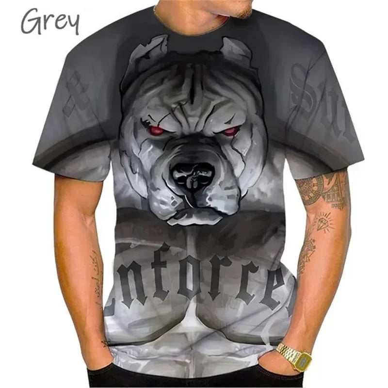 Fierce Bulldog Boxing T-Shirt Männer und Frauen Cooles Design 3D Bully Pitbull Print T-Shirt Neuheit Persönlichkeit T-Shirt Harajuku Fashion Streetwear - BlackDog T Shirt