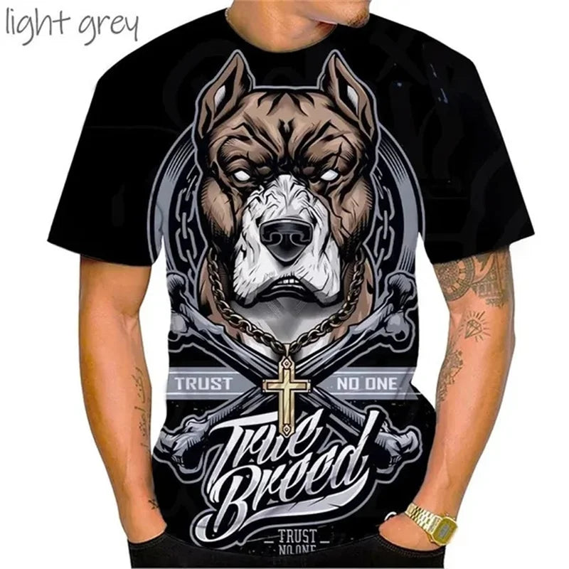 Fierce Bulldog Boxing T-Shirt Männer und Frauen Cooles Design 3D Bully Pitbull Print T-Shirt Neuheit Persönlichkeit T-Shirt Harajuku Fashion Streetwear - BlackDog T Shirt