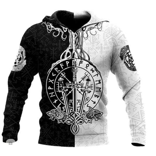 New Hoodie 3d Viking Harajuku Print Pullover Men's Hooded Sweatshirt